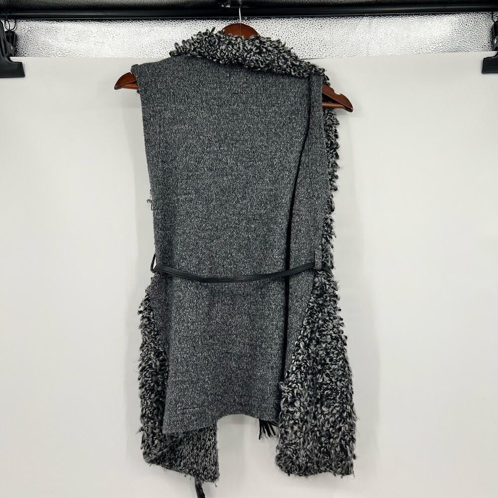 Abercrombie & Fitch gray soft fuzzy sweater cardigan vest tie waist size small - Picture 2 of 7